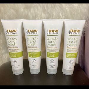 Lot of 4 Raw Sugar Simply Hand Soap Wash Sensitive Skin Green Tea Cucumber Aloe